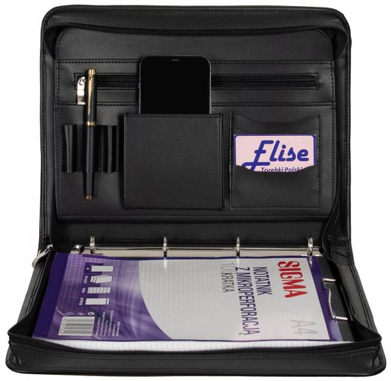 Деловая папка Амо из искусственной кожи черная