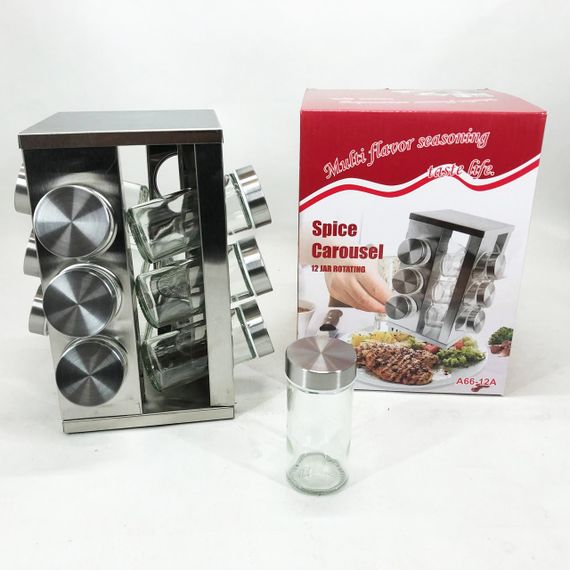 Набір ємностей для спецій на основі UNIQUE 12 в 1 Квадрат Органайзер для приправ, Стійка для спецій | Зображення 9