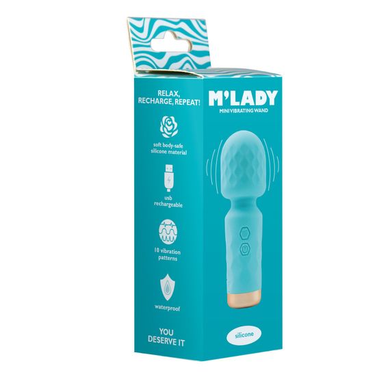 Вібромасажер M’Lady Mini Vibrating Wand Teal | Зображення 3