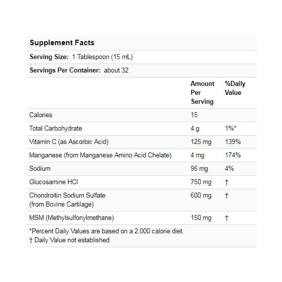Препарат для суглобів та зв'зок NOW Foods Liquid Glucosamine & Chondroitin with MSM, 16 fl oz 473 ml NOW-03175 | Зображення 2