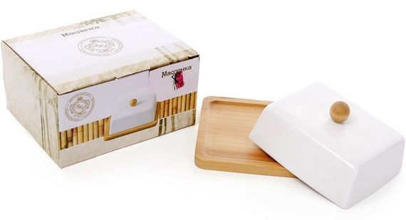 Маслянка Ceram-Bamboo фарфорова з бамбуковим блюдцем 14х12см | Зображення 2