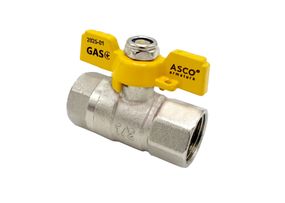 Кран кульовий нікель для газу Nickel PRO 1/2" ВВ PN20 жовтий метелик  ASCO 1/26