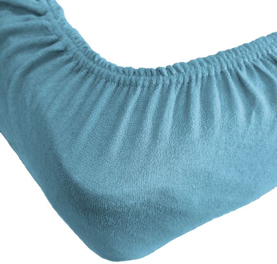 Простынь 180x200+25см махровая на резинке Бирюзовая