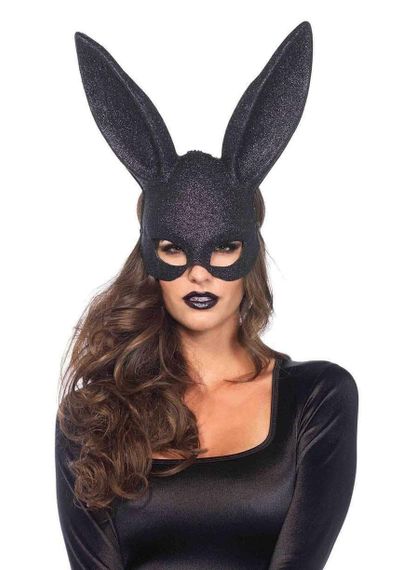 Маска Leg Avenue Glitter masquerade rabbit mask Чорна One Size | Зображення 1