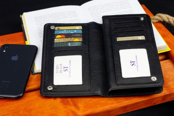 Черный многофункциональный мужской кошелек из натуральной кожи  МС291 | Зображення 7