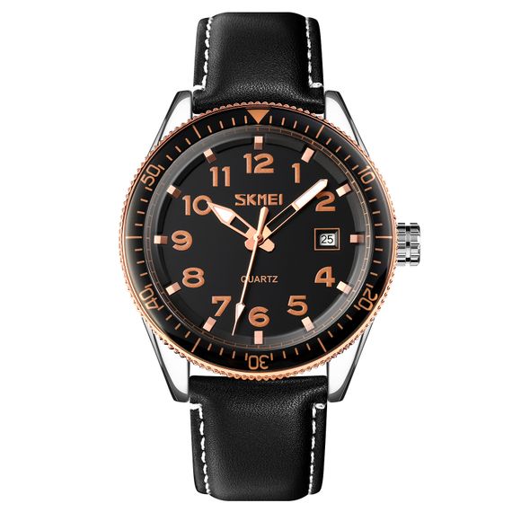 Чоловічий годинник Skmei 9232LRGBK Rose-Gold Black Leather
