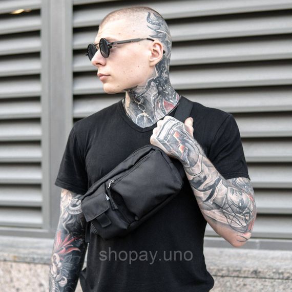 Тактична сумка‑бананка Cordura 600D, водонепроникна, 5 кишень, чорна, через плече | Зображення 2