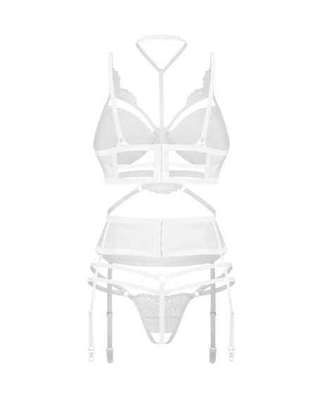Комплект Obsessive Premisis White 3-pcs crotchless set S/M, Белый, S/M | Зображення 2