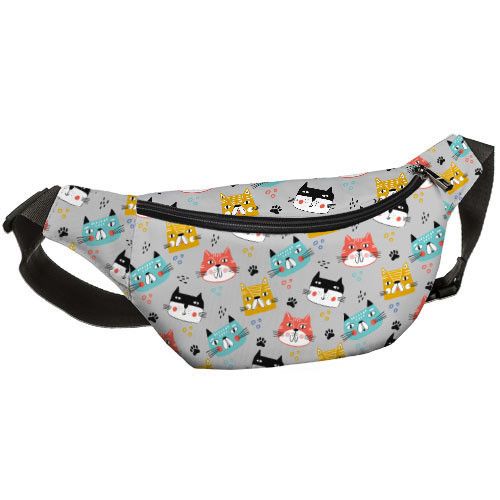 Сумка на пояс бананка Bumbag Котячьи мордашки 27x16 см (BB_20J002_BL) | Зображення 1