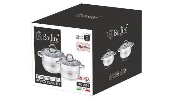 Набор кастрюль Bollire BR-4014, 4 предмета нержавеющая сталь, для индукции | Зображення 1