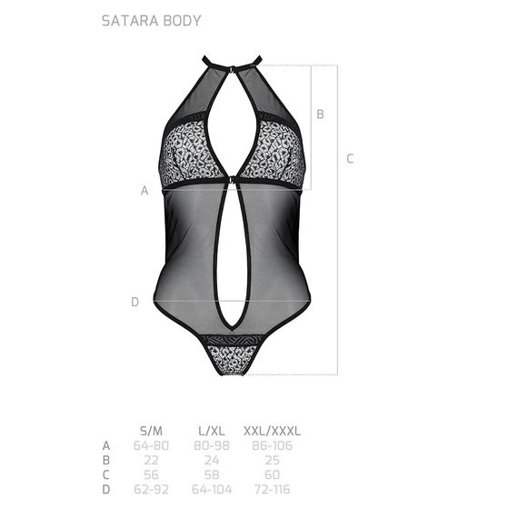Сетчатое боди с кружевом на груди Passion SATARA BODY XXL/XXXL red | Зображення 4