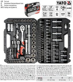 Набор головок торцевых YATO Польша 1/2" 1/4" 94 штуки YT-12681