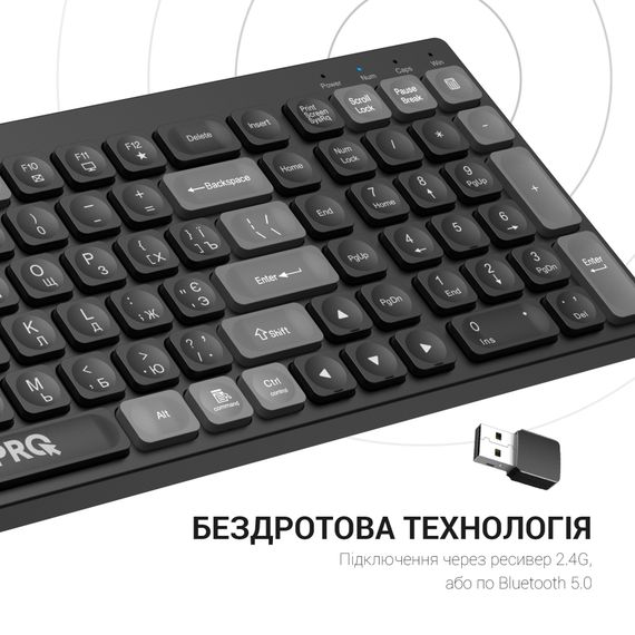 Клавіатура OfficePro SK985B Wireless/Bluetooth Black (SK985B) | Зображення 8