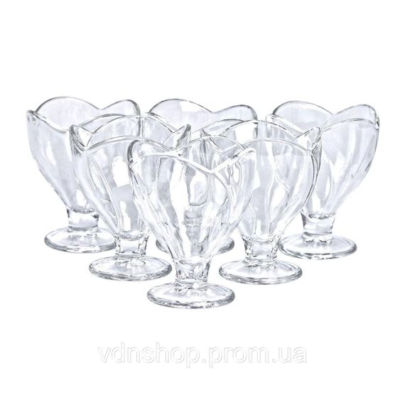 Набор креманок на ножке 6 шт креманки стеклянные для десертов, мороженого, желе набор 180 мл HP-YH-64 | Зображення 1