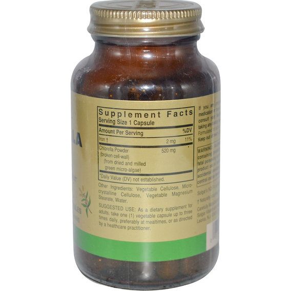 Хлорелла Solgar Chlorella (Broken Cell-Wall) 100 Veg Caps | Зображення 1