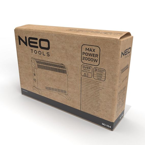 Конвектор Neo Tools , 25м2, 2000Вт, мех. упр-ння, з термостатом, відкритий нагрів. елемент, білий (90-154) | Зображення 6