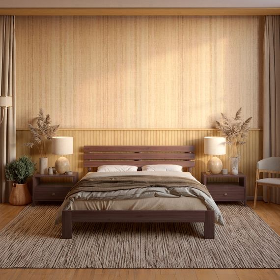 Двоспальне дерев&#039;яне ліжко Mebigrand Новара Горіх темний 180х190 см (MBG-4041)