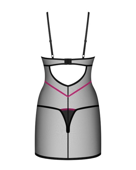Прозрачная сорочка Obsessive Novenes chemise Черная M/L | Зображення 2