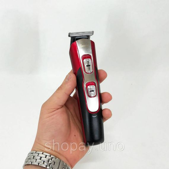 Машинка для стрижки 10в1 GEMEI GM-592, машина для окантування, підстригальна машинка. Колір: червоний | Зображення 7