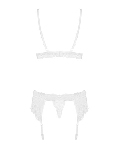 Мереживний комплект білизни Obsessive 810-SEG-2 S/M White, бюстгальтер, стрінги, пояс для панчіх | Зображення 5