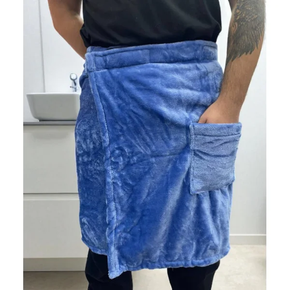 Махровий чоловічий рушник після душу, Синій банний рушник 156х66 см | Зображення 7