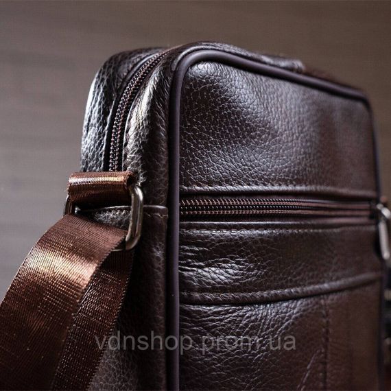 Сучасний месенджер, Чоловіча стьобана сумка через плече, Сумка месенджер шкіряна Чоловіча чорна WN-47 | Зображення 3