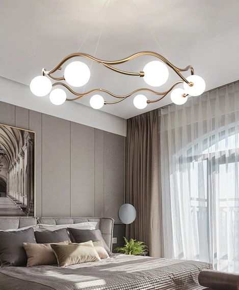 Люстра підвісна на 8 лампочок 26856 Латунь 40-140х65х65 см. | Зображення 7