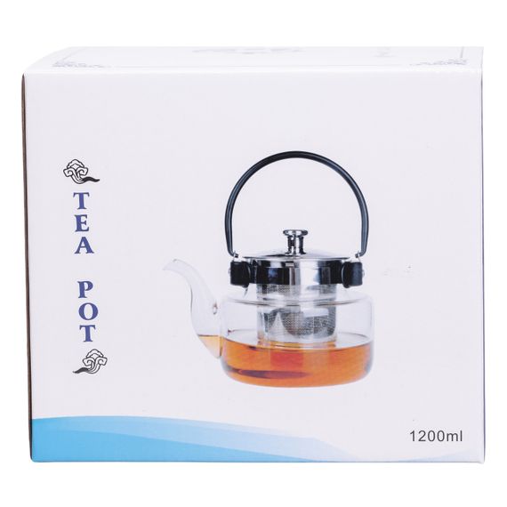 Заварник стеклянный чайник 1.1 л с ручкой и фильтром прозрачный HP-33-4 | Зображення 2