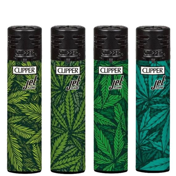 Газовая Турбо Зажигалка Пьезо "Clipper Print Weed”