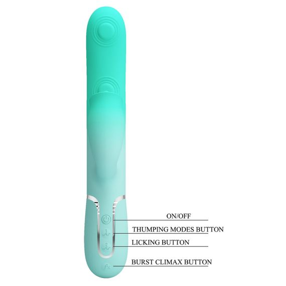 Пульсатор із кліторальним стимулятором Pretty Love — Gigi Light Green, 7 thumping functions 7 licking modes, Sex Aura | Зображення 9