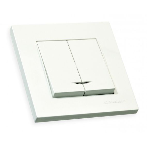 Вимикач 2 кл, 10 А, зі світловим індикатором, RITA, Mutlusan, білий (арт.47-00-06)