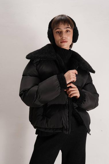 Пуховик Curly женский с отложным воротником черный M-L | Зображення 5