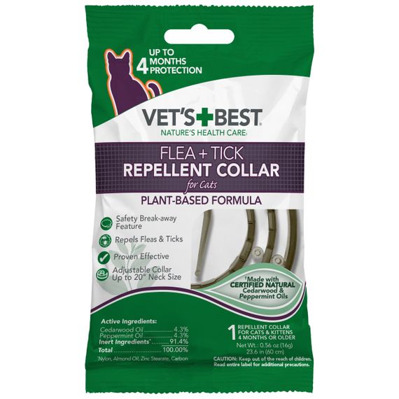 Нашийник від бліх та кліщів для котів Vetʼs Best Flea & Tick Repellent Collar For Cats, 60 см