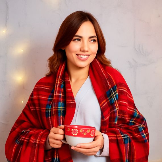 Плед фліс Класична клітинка 150x200 см Love You | Зображення 1