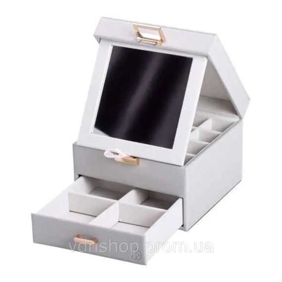 Скринька для прикрас з еко шкіри 2 яруси органайзер для ювелірних виробів HP-5-2G | Зображення 1