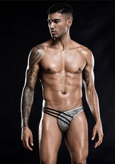 Чоловічі срібні труси під зміїну шкіру Theodore S/M sexstyle