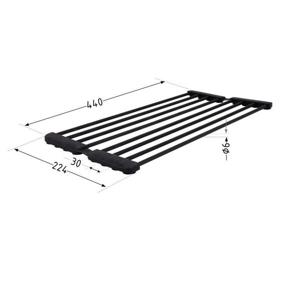 Сушарка на кухонну мийку з присоскою Lidz Acsis LA09 Black, кругла основа, для посуду 440х224 мм LDACSLA09BLM49777 | Зображення 1