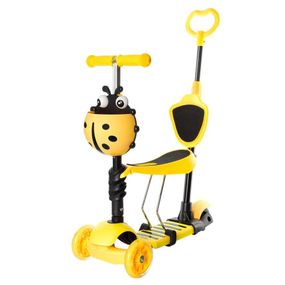 Самокат детский 3-х колесный SC20139(Yellow) с родительской ручкой