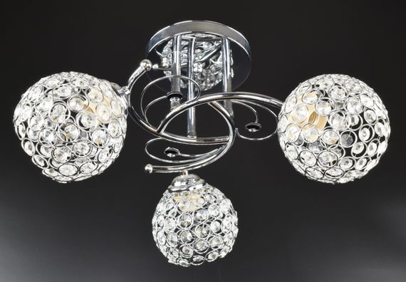 Люстра стельова на 3 лампочки 25113 Хром 23х43х43 см. | Зображення 2