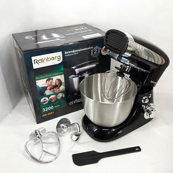 Планетарний комбайн Rainberg RB-8081, Міксер вдома, Потужний міксер, Комбайн тістоміс, Міксери PU-830 з чашею | Зображення 7