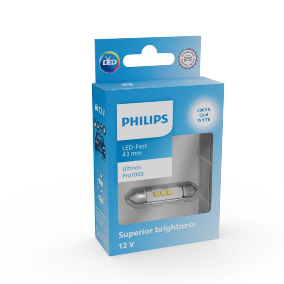 Світлодіодна лампа PHILIPS 11866CU70X1 C5W LED Ultinon Pro7000 Festoon SV8.5 WHITE 6000K 43mm 12V (1 шт) | Зображення 2
