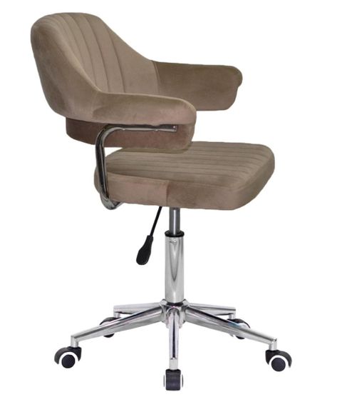 Кресло Jeff Modern Office велюр кофейный B-1042, на хромированной ножке-крестовине модерн c колесами | Зображення 1