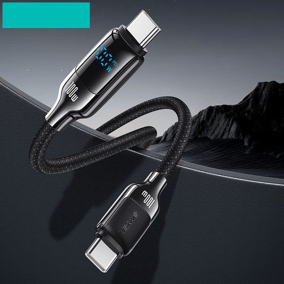 Дата кабель Usams US-SJ742 Digital Display HX Ser. Type-C to Type-C 100W (1.2m) Tarnish | Зображення 1