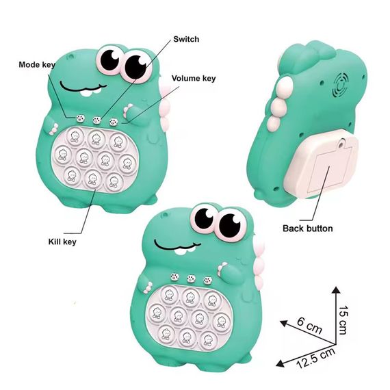 Дитяча Розвиваюча Інтерактивна Іграшка Антистрес Електронний Pop It Pro 5 Режимів + Підсвічування Поп Іт Динозавр Зелений | Зображення 2