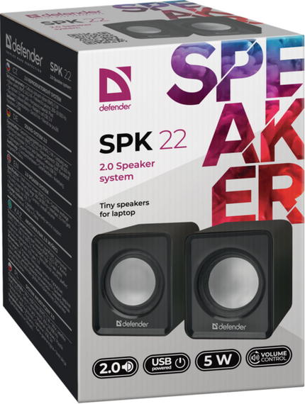 Акустична система Defender SPK 22 2х2,5W USB black (65503) | Зображення 1