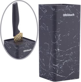 Підставка-колода Ofenbach Black Marble для кухонних ножів і ножиць 9х9х22см