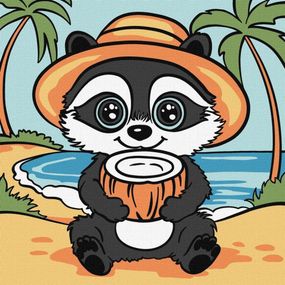 Картина по номерам "Енот и кокос" ©art_selena_ua KHO1242, 25х25 см