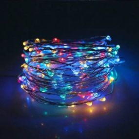 Xmas гирлянда 50 Led 5M(Copper) на медной проволоке (Капля росы) M MULTI работает от батареек+USB Мультицвет