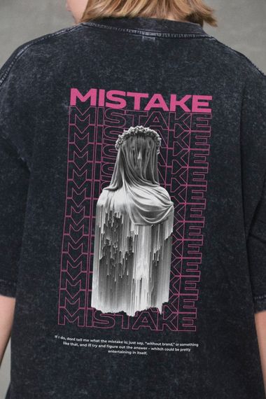 Виварена Оверсайз Футболка Without Washed З Принтом Mistake Black | Зображення 4