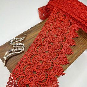 (1 метр) Кружево макраме  9см Цвет - Красный (30М-H12034A-2)